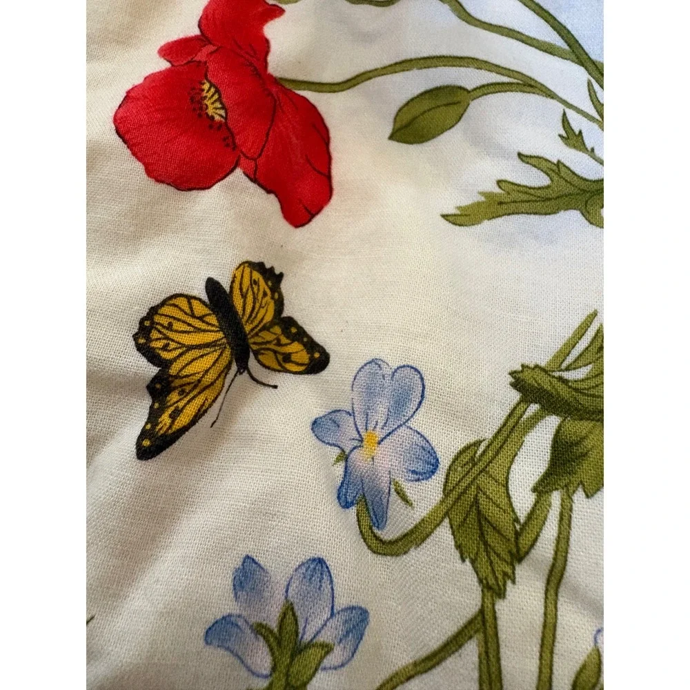 Now Designs Botanical Butterfly Floral Cotton Bib Apron White Multi Made in USA